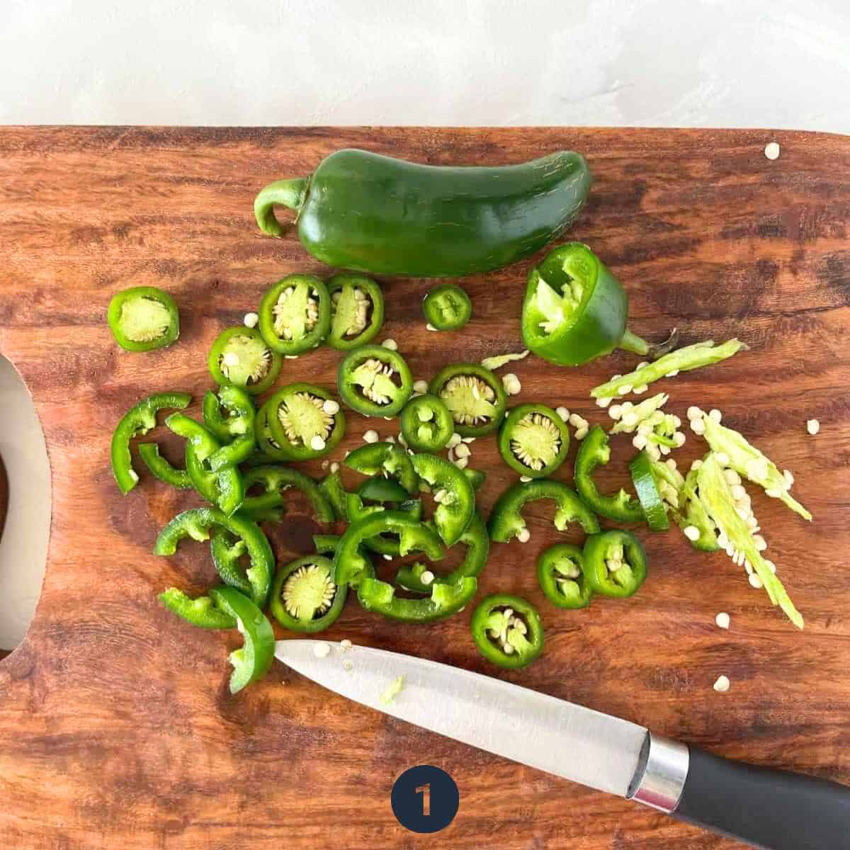 cut Jalapeno into slices