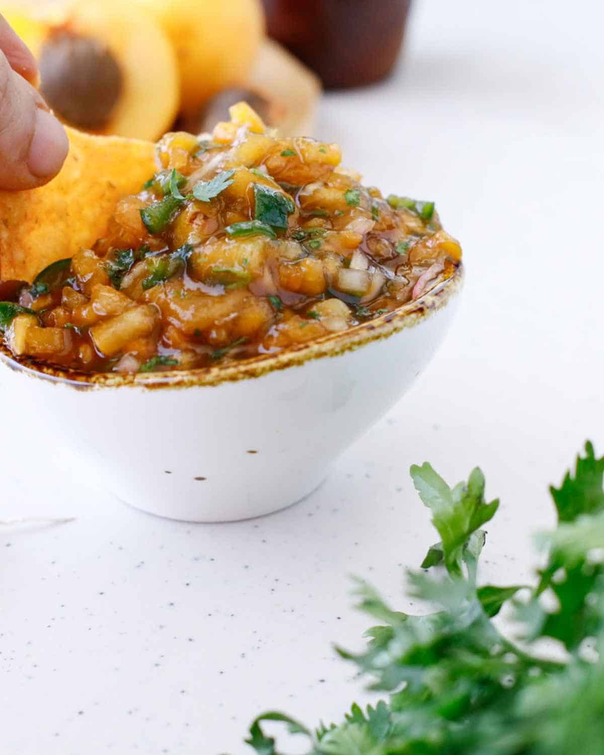 Apricot Salsa with nachos