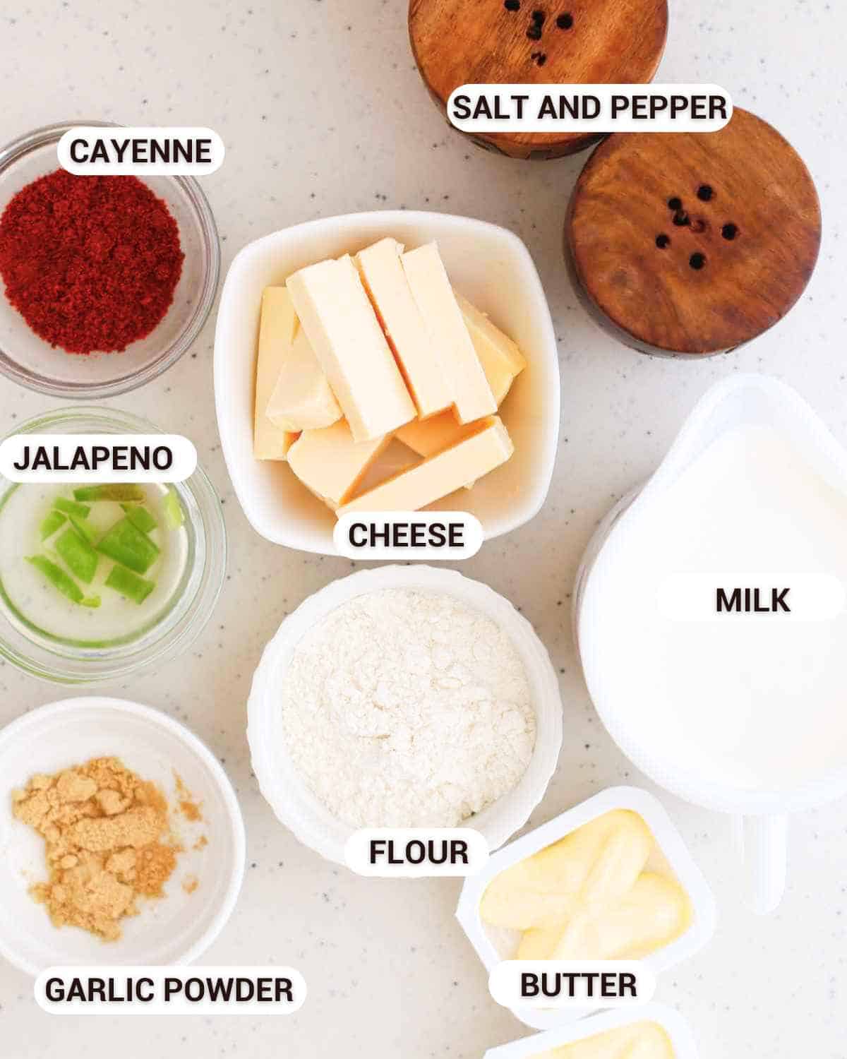 Ingredients for Nacho Cheese Sauce