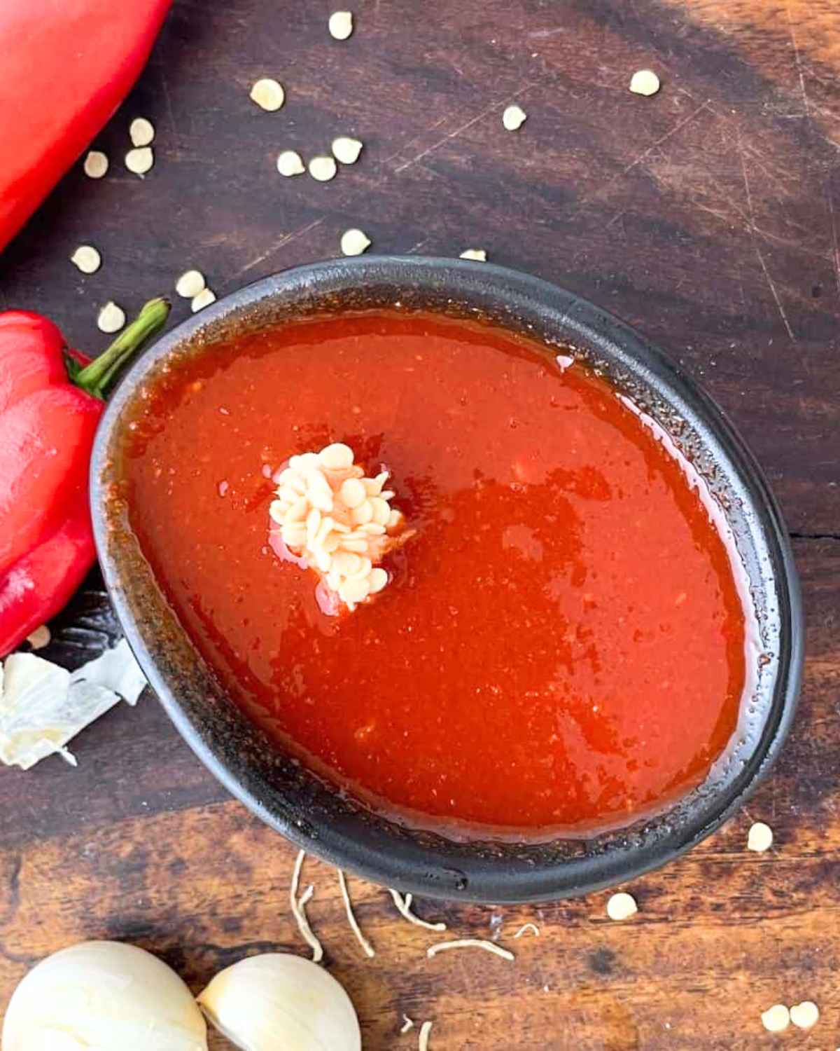 Zoom in image of Garlic Habanero Hot Sauce in a bowl