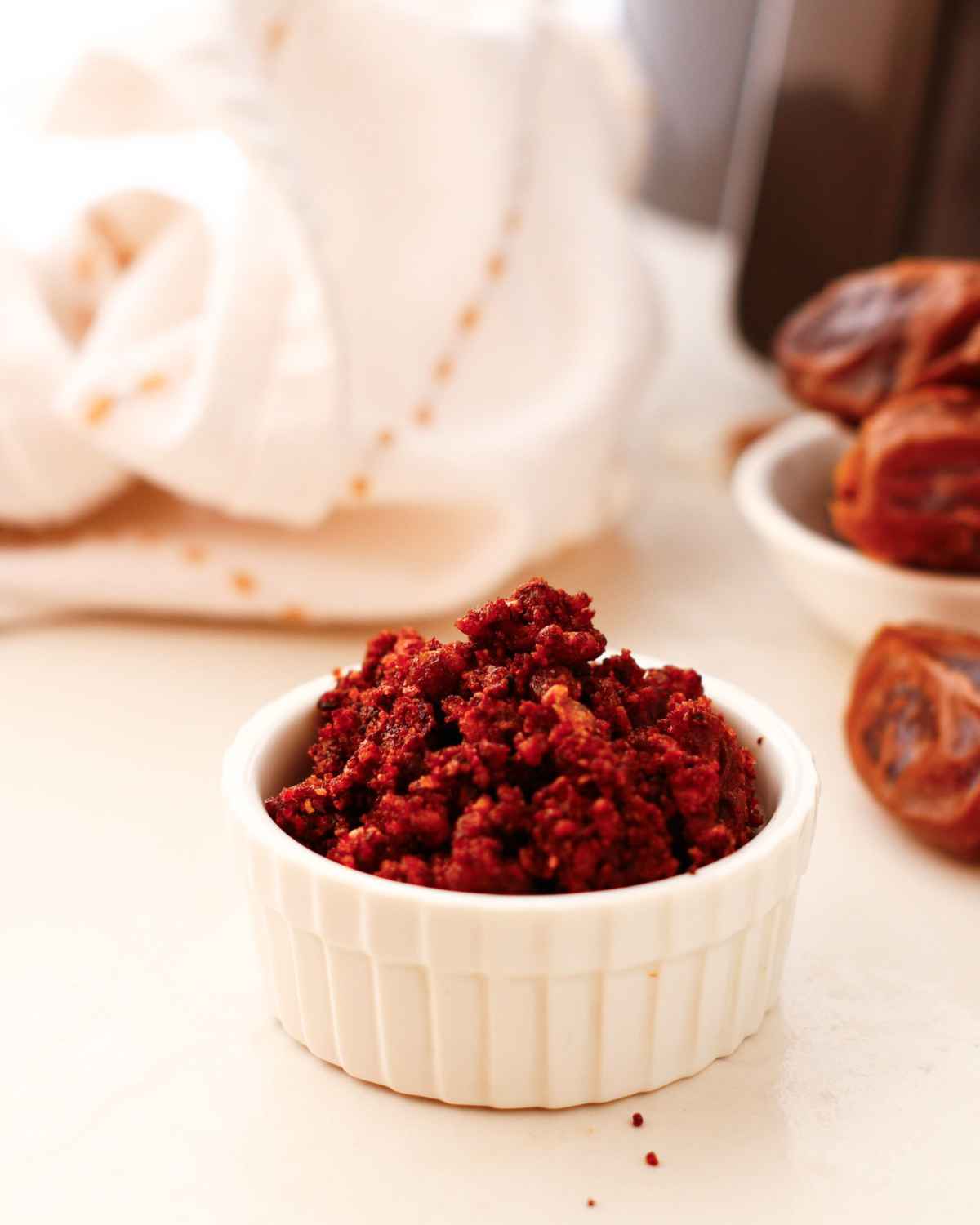 Homemade Date Sugar on a small bowl