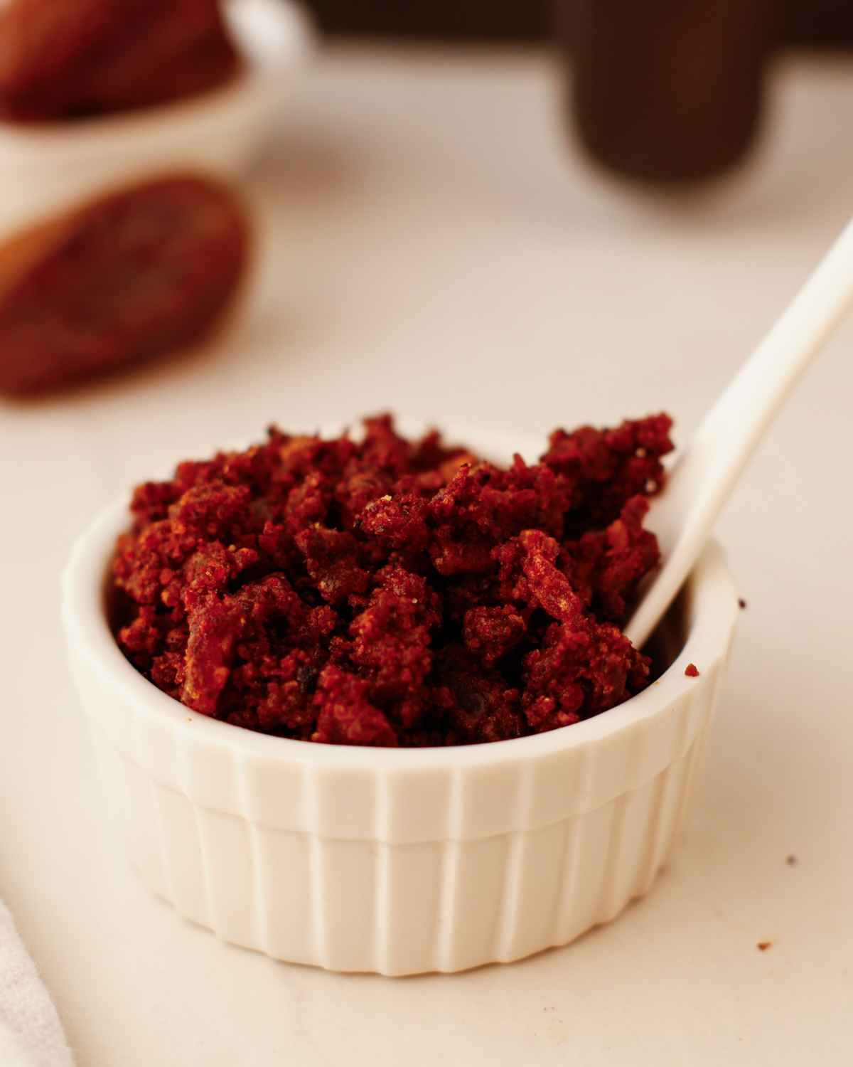 Homemade Date Sugar with spoon in the bowl