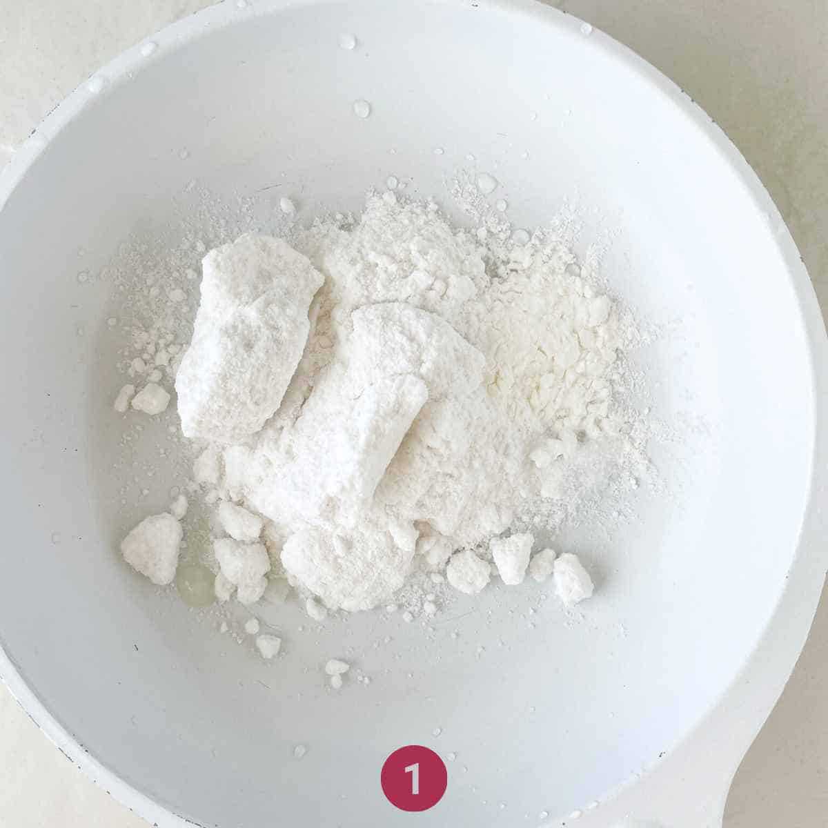 Melt powdered sugar in a saucepan