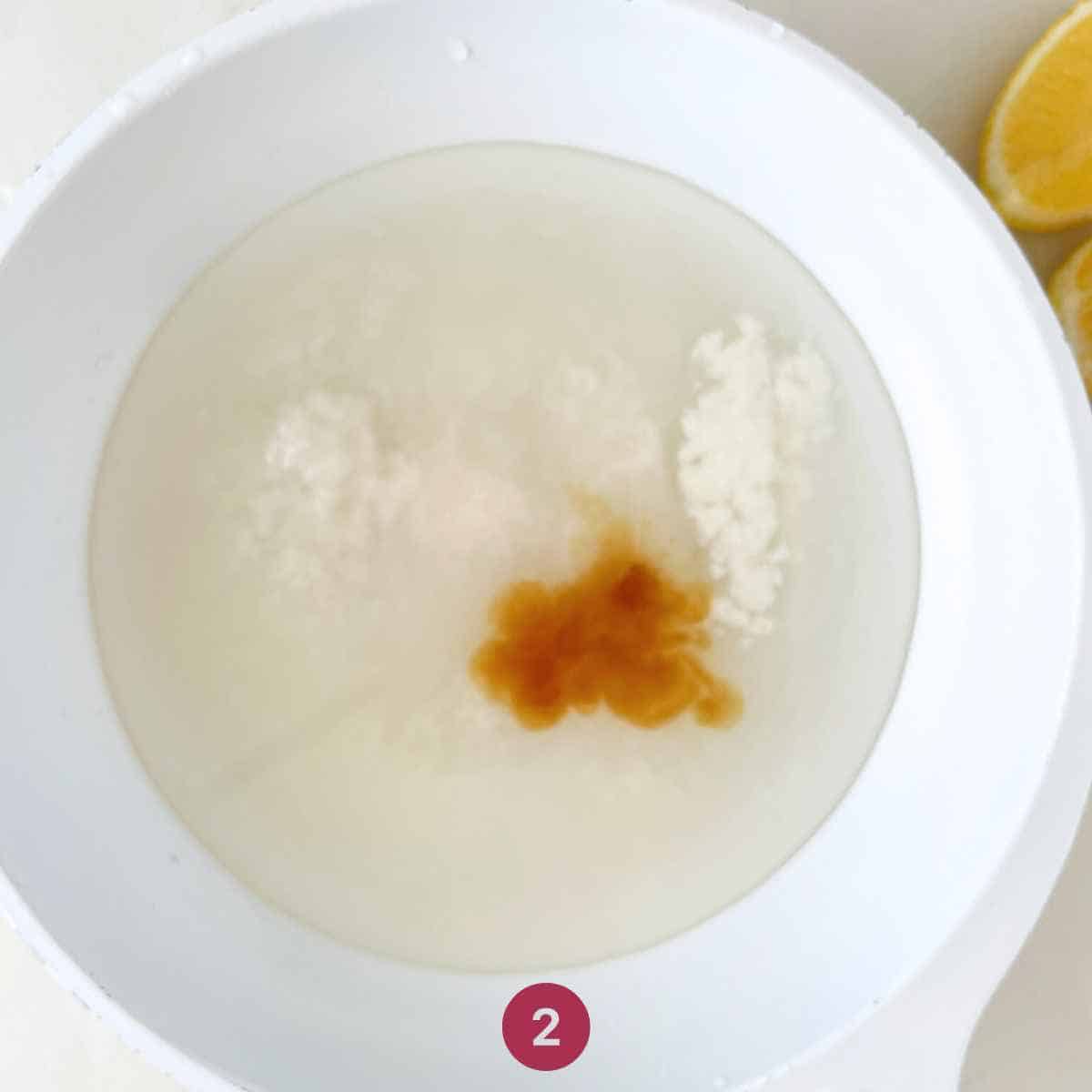 Add lemon juice and vanilla extracts