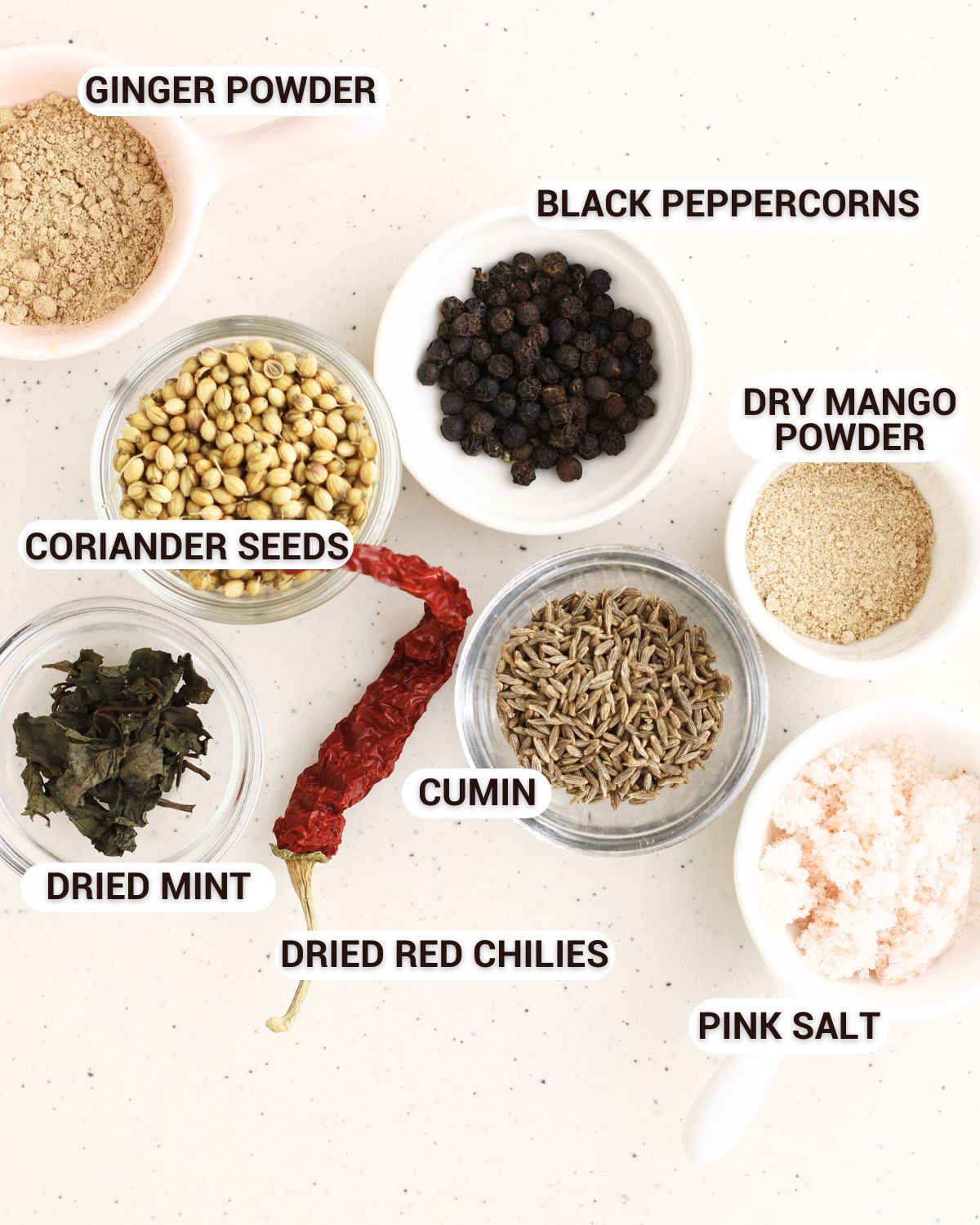 Ingredients for Homemade Chaat Masala