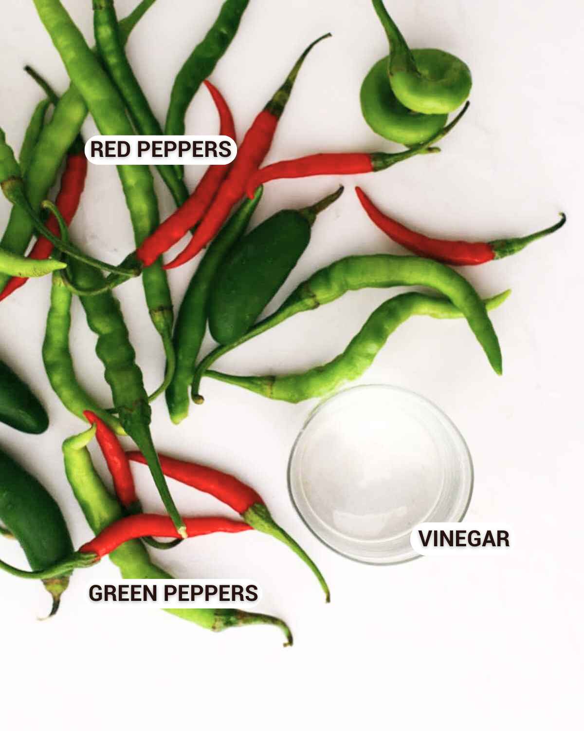 Ingredients for Hot Pepper Vinegar