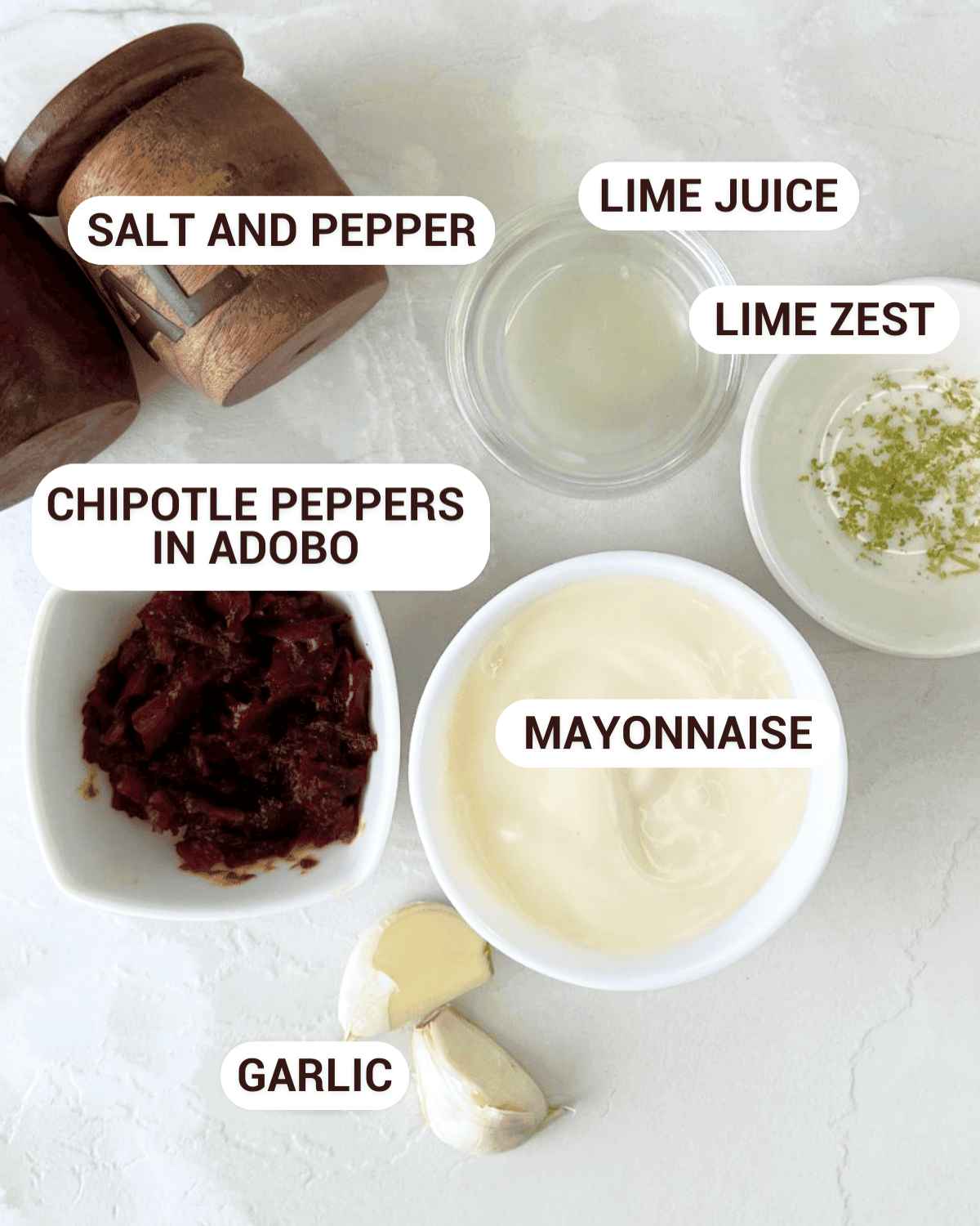 Ingredients for Chipotle Aioli