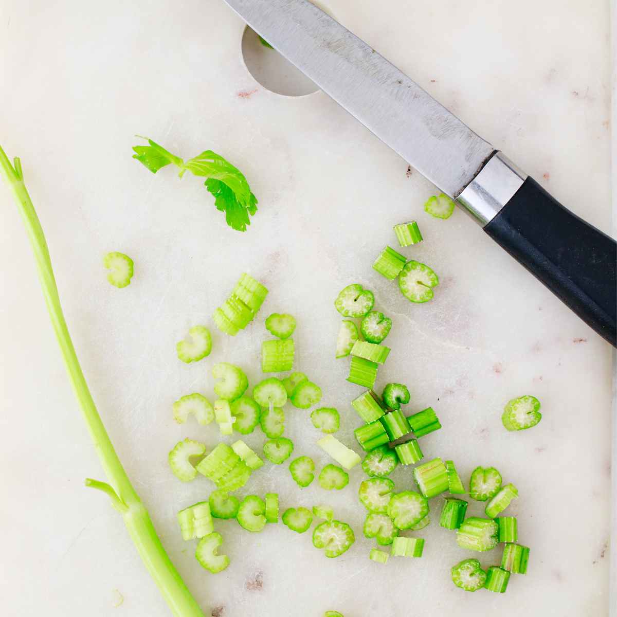 Chop celery into small chunks