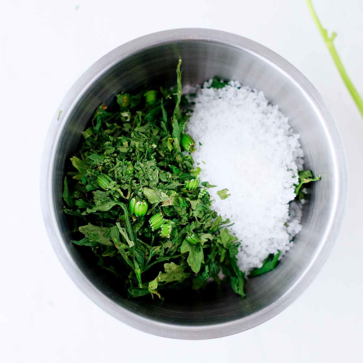 Add cardamom seeds, salt with air fried celery in the blender